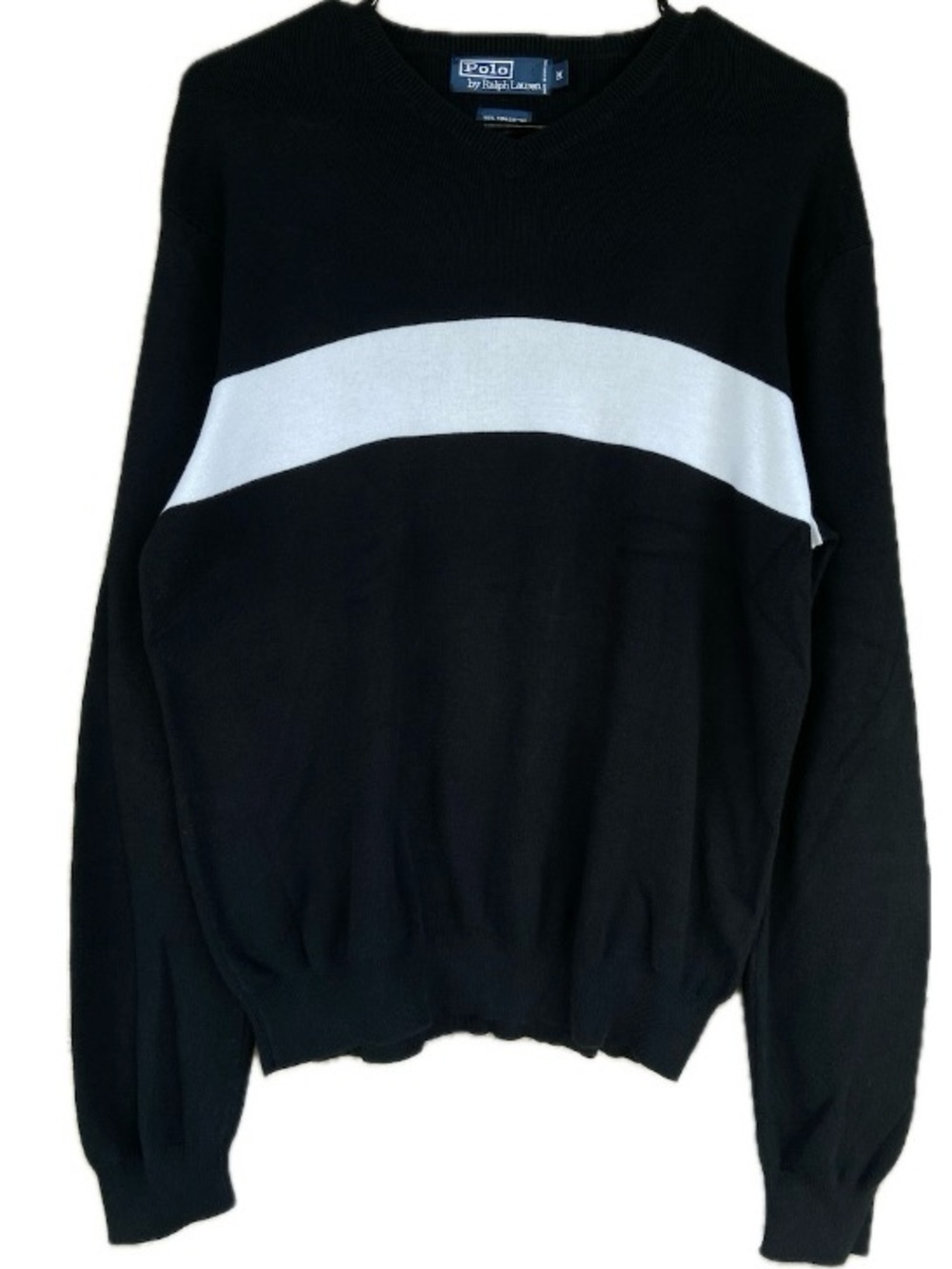 Polo Ralph Lauren 90s Vintage Black Pima Cotton Crewneck Sweater M Gorpcore Y2K